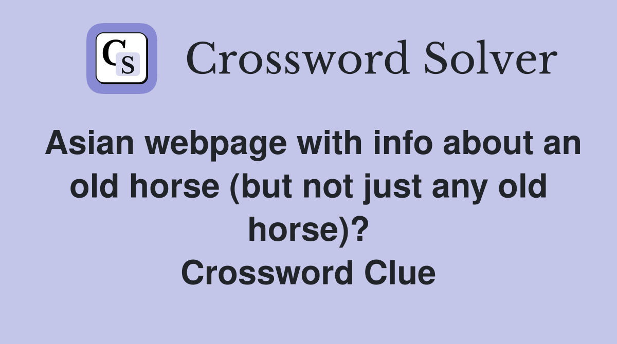 Asian webpage with info about an old horse (but not just any old horse